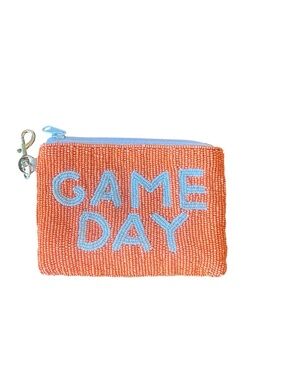 Antonio Melani NWT beaded 'GAME DAY' Pouch in Orange and White